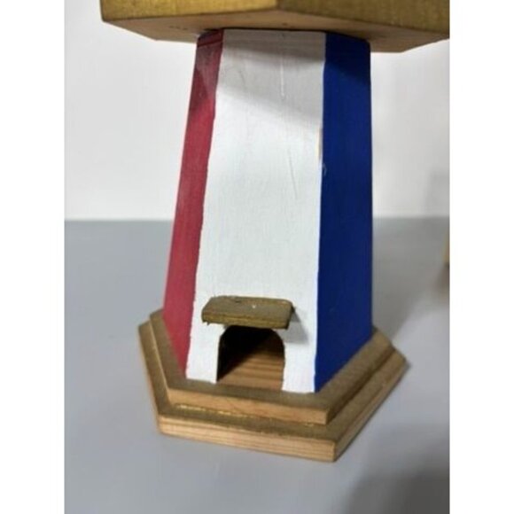 Vtg Wooden Lighthouse‎ Candle Holder Glass Panels Nautical Decor - Picture 5 of 7